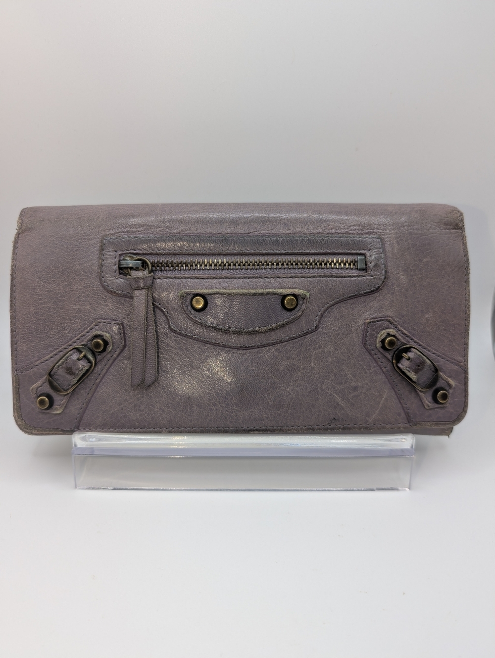 Balenciaga Zip Wallet Lambskin Leather Wallet
